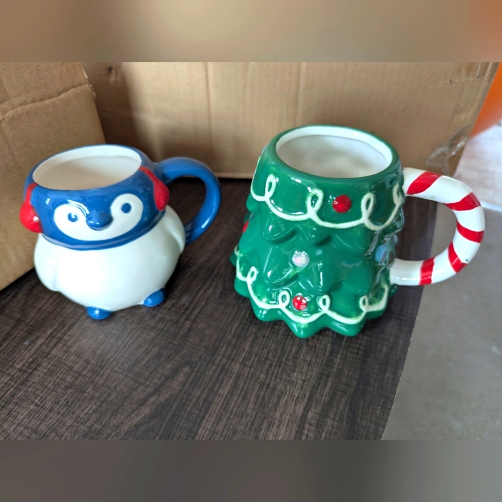 Christmas Mug Penguin Or Christmas Tree